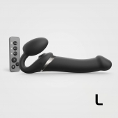 Черный безремневой страпон Multi Orgasm Size L с клиторальной стимуляцией - Strap-on-me - купить с доставкой в Златоусте