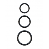 Набор из трех черных эрекционных колец Silicone 3-Ring Stamina Set