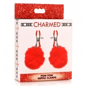Красные зажимы на соски с помпонами Pom Pom - XR Brands - купить с доставкой в Златоусте