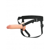 Телесный полый страпон на черных ремнях Hollow Silicone Strap-on - 17,8 см. - Pipedream - купить с доставкой в Златоусте