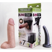 Страпон-унисекс с двумя насадками UNI strap 7  Harness - 19 и 16 см. - LOVETOY (А-Полимер) - купить с доставкой в Златоусте