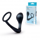 Черное эрекционное кольцо со стимулятором простаты Ringer Cock Ring   Plug - b-Vibe - в Златоусте купить с доставкой