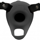 Черный полый страпон с вибрацией 2’’ Erection 28X Smooth Vibrating Silicone Penis Sheath - XR Brands - купить с доставкой в Златоусте