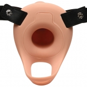 Телесный полый страпон 2  Erection 28X Smooth Vibrating Silicone Penis Sheath - 16 см. - XR Brands - купить с доставкой в Златоусте