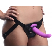 Лиловый поясной страпон Navigator Silicone G-Spot Dildo with Harness - 17,8 см. - XR Brands - купить с доставкой в Златоусте