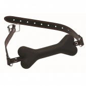 Черный кляп в форме косточки Hound Adjustable Dog Bone Gag - XR Brands - купить с доставкой в Златоусте