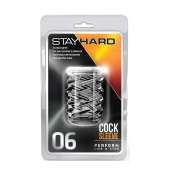 Прозрачная насадка с объёмными чёрточками STAY HARD COCK SLEEVE 06 CLEAR - Blush Novelties - в Златоусте купить с доставкой