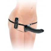 Черный страпон с вагинальной пробкой Deluxe Vibrating Penetrix Strap-On - 19 см. - Pipedream - купить с доставкой в Златоусте
