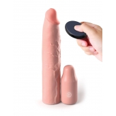 Телесная вибронасадка на член 3  Vibrating Mega X-tension with Remote - 22,9 см. - Pipedream - в Златоусте купить с доставкой
