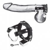 Утяжка на пенис на замочке Duo Cock And Ball Lock - BlueLine - купить с доставкой в Златоусте