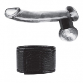 Чёрная утяжка на мошонку 1  Velcro Ball Stretcher - BlueLine - купить с доставкой в Златоусте