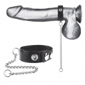 Утяжка на пенис с поводком Snap Cock Ring With 12  Leash - BlueLine - купить с доставкой в Златоусте