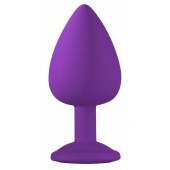 Большая фиолетовая анальная пробка Emotions Cutie Large с голубым кристаллом - 10 см. - Lola Games - купить с доставкой в Златоусте