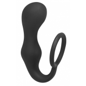 Чёрное эрекционное кольцо с анальной пробкой Double Pleasure Anal Plug - Lola Games - в Златоусте купить с доставкой