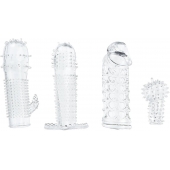Набор из 4 насадок на член Pleasured Penis Enhancement Sleeve 4 Pack - XR Brands - в Златоусте купить с доставкой
