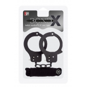 Чёрные наручники из листового металла в комплекте с веревкой BONDX METAL CUFFS LOVE ROPE SET - Dream Toys - купить с доставкой в Златоусте