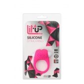 Розовое эрекционное кольцо с щеточкой LIT-UP SILICONE STIMU RING 5 - Dream Toys - в Златоусте купить с доставкой