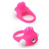 Розовое эрекционное кольцо с щеточкой LIT-UP SILICONE STIMU RING 5 - Dream Toys - в Златоусте купить с доставкой