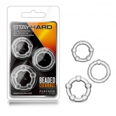 Набор из 3 прозрачных эрекционных колец Stay Hard Beaded Cockrings - Blush Novelties - в Златоусте купить с доставкой