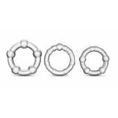 Набор из 3 прозрачных эрекционных колец Stay Hard Beaded Cockrings - Blush Novelties - в Златоусте купить с доставкой