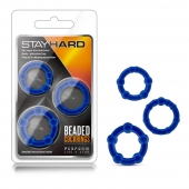Набор из 3 синих эрекционных колец Stay Hard Beaded Cockrings - Blush Novelties - в Златоусте купить с доставкой