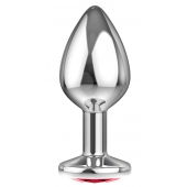 Большая серебристая анальная пробка Diamond Red Sparkle Large с красным кристаллом - 8 см. - Lola Games - купить с доставкой в Златоусте