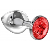 Большая серебристая анальная пробка Diamond Red Sparkle Large с красным кристаллом - 8 см. - Lola Games - купить с доставкой в Златоусте