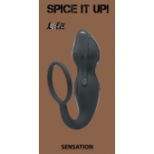 Серое эрекционное кольцо Sensation с анальным стимулятором - Lola Games - в Златоусте купить с доставкой