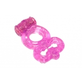 Розовое эрекционное кольцо Rings Treadle с подхватом - Lola Games - в Златоусте купить с доставкой