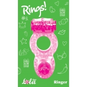 Розовое эрекционное кольцо с вибрацией Rings Ringer - Lola Games - в Златоусте купить с доставкой