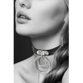 Черный чокер с двумя кольцами - Bijoux Pour Toi - купить с доставкой в Златоусте