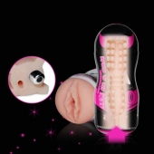 Мастурбатор-вагина Sex In A Can Vibra Vagina Tunnel - Lovetoy - в Златоусте купить с доставкой
