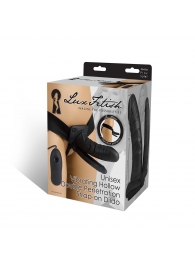 Полый страпон с двумя отростками и вибрацией Unisex Vibrating Hollow Strap-On Double Penetrating Dildo - 17,8 см. - Lux Fetish - купить с доставкой в Златоусте