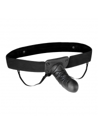 Чёрный полый страпон с вибрацией Unisex Vibrating Hollow Strap-On - 14 см. - Lux Fetish - купить с доставкой в Златоусте