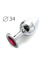 Коническая серебристая анальная втулка с малиновым кристаллом - 8,2 см. - Anal Jewelry Plug - купить с доставкой в Златоусте