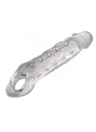 Прозразная закрытая насадка на пенис с поддержкой мошонки Clearly Ample Penis Enhancer - 22 см. - XR Brands - в Златоусте купить с доставкой