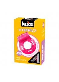 Розовое эрекционное виброкольцо Luxe VIBRO  Ужас Альпиниста  + презерватив - Luxe - в Златоусте купить с доставкой