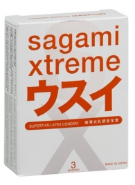 Ультратонкие презервативы Sagami Xtreme SUPERTHIN - 3 шт. - Sagami - купить с доставкой в Златоусте
