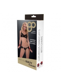 Красно-чёрные наручники на металлической цепочке - Blush Novelties - купить с доставкой в Златоусте