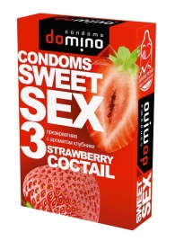 Презервативы для орального секса DOMINO Sweet Sex с ароматом клубничного коктейля  - 3 шт. - Domino - купить с доставкой в Златоусте