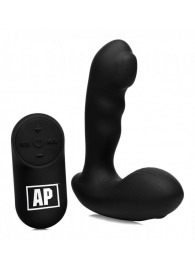 Черный стимулятор простаты Alpha-Pro 7X P-Milker Silicone Prostate Stimulator with Milking Bead - XR Brands - в Златоусте купить с доставкой