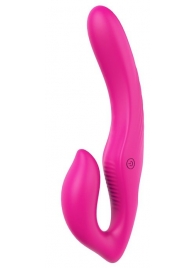 Ярко-розовый безремневой страпон REMOTE DOUBLE DIPPER - 22 см. - Dream Toys - купить с доставкой в Златоусте