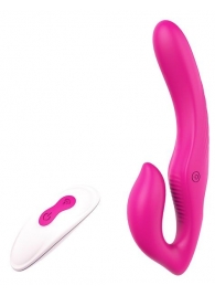 Ярко-розовый безремневой страпон REMOTE DOUBLE DIPPER - 22 см. - Dream Toys - купить с доставкой в Златоусте