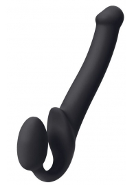Черный безремневой страпон Silicone Bendable Strap-On M - Strap-on-me - купить с доставкой в Златоусте