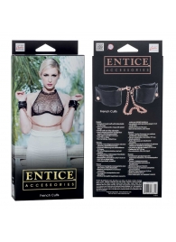 Черные мягкие наручники Entice French Cuffs с цепью - California Exotic Novelties - купить с доставкой в Златоусте