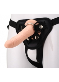 Телесный страпон на черных трусиках STRAP ON REAL DILDO - 20 см. - Dream Toys - купить с доставкой в Златоусте