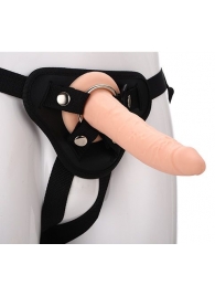 Телесный страпон на черных трусиках STRAP ON REAL DILDO - 20 см. - Dream Toys - купить с доставкой в Златоусте