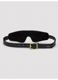 Черная плотная маска на глаза Bound to You Faux Leather Blindfold - Fifty Shades of Grey - купить с доставкой в Златоусте