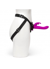 Лиловый страпон Rechargeable Vibrating Strap-On Harness Set - 17,6 см. - Happy Rabbit - купить с доставкой в Златоусте