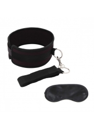 Черный ошейник с длинным поводком Collar and Leash Set - Lux Fetish - купить с доставкой в Златоусте